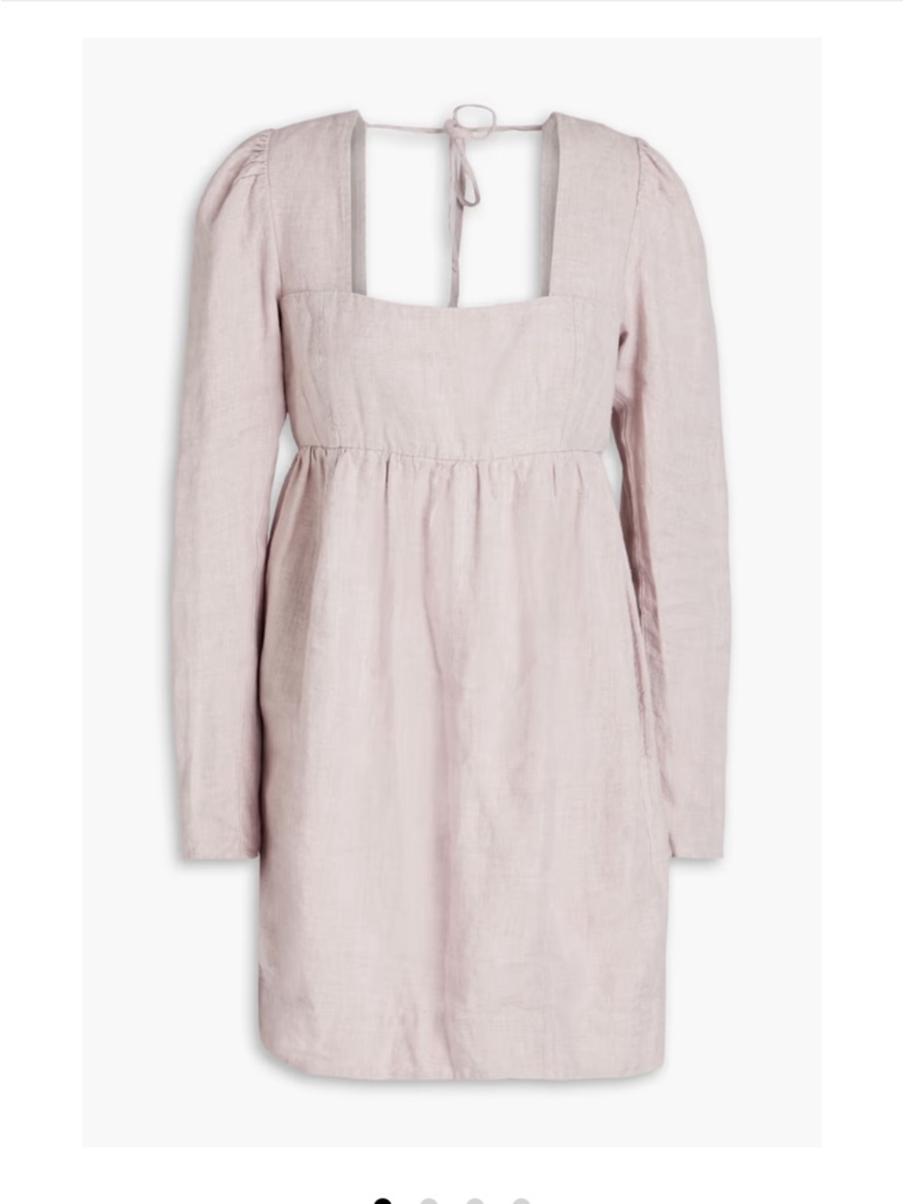 Ganni Light Lilac Pink Square-Neck Hemp Mini Dress Large